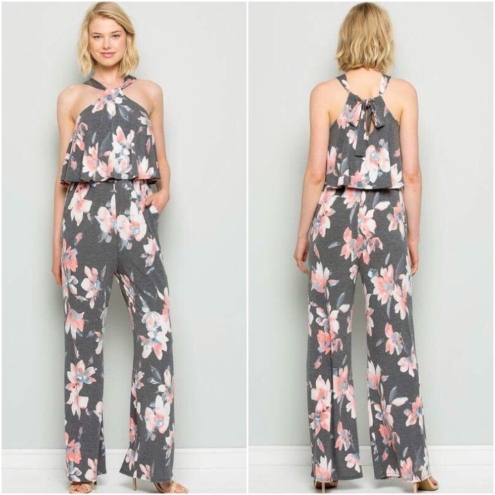 🆕SALE💥Carla | Stretchy Floral Halter Jumpsuit - Picture 4 of 4